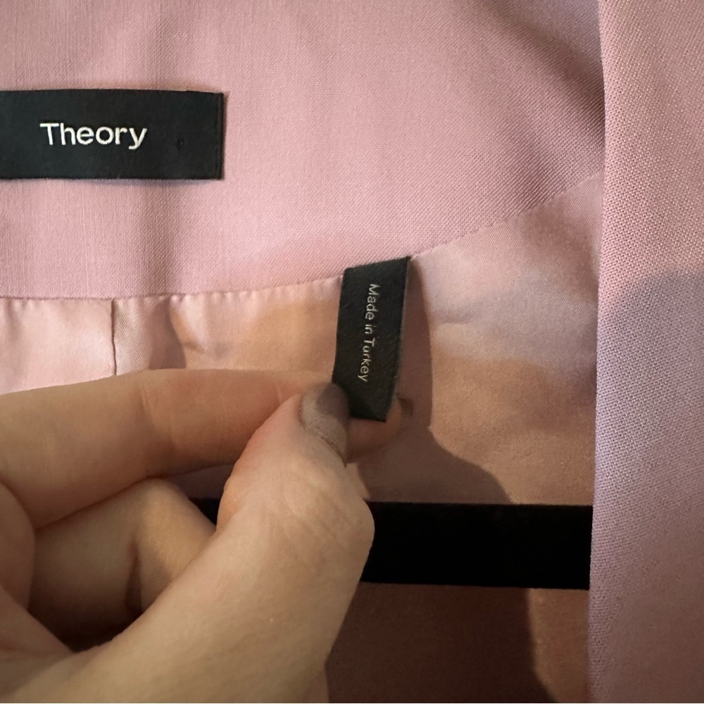Theory Pink Berry Tint Lindrayia Blazer in Good Wool Lined Open Pockets Sz 4 - Picture 12 of 14